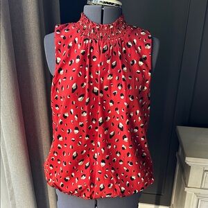 THML Orange and Black Leopard Print Sleeveless Blouse